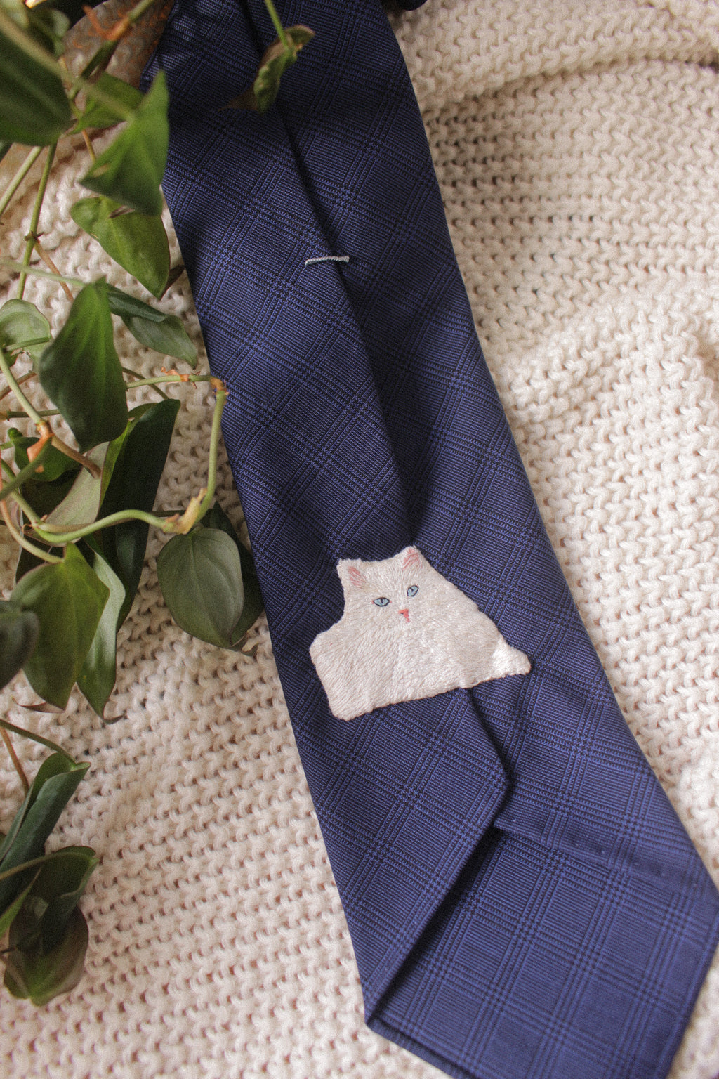 Secret Sidekick | Custom Hand-Embroidered Pet Portrait Tie | Personalized Pet Embroidery