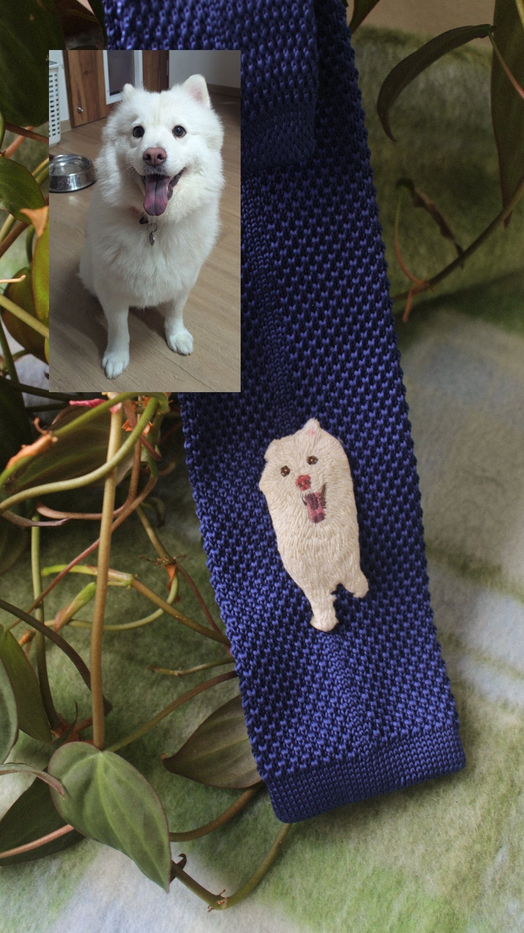 Secret Sidekick | Custom Hand-Embroidered Pet Portrait Tie | Personalized Pet Embroidery
